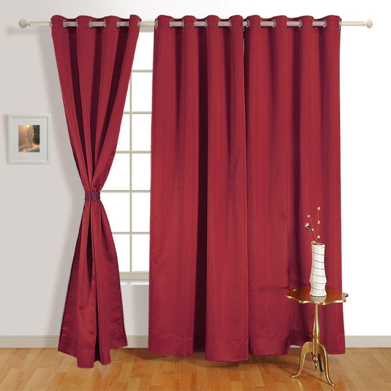 Curtains - Rubeena Solid Curtain - Maroon