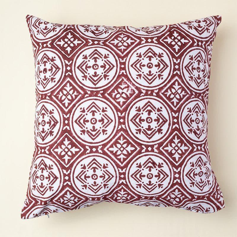 Cushion Cover Sets - Alora Ethnic Printed Cushion Cover (Maroon) - Set Of Two