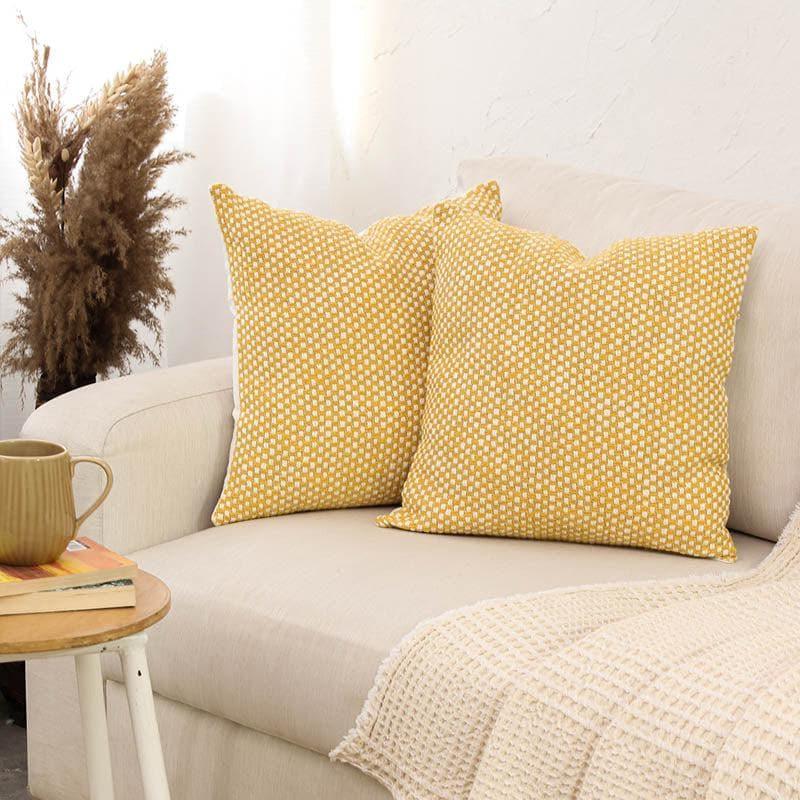 Buy Vindhya Cushion Cover (Yellow) - Set Of Two Cushion Cover Sets from Vaaree