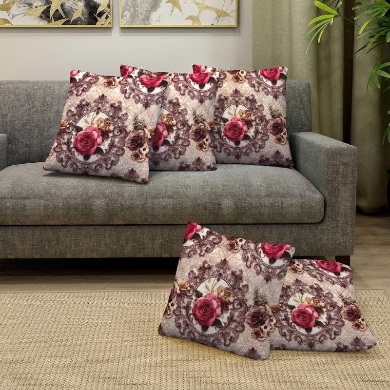 Buy Baroque Florals Cushion Cover - Set Of Five Cushion Cover Sets from Vaaree