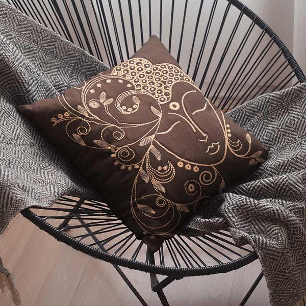 Buy Cushion Cover Sets - Buddhamitra Cushion Cover (Brown) - Set Of Five at Vaaree online
