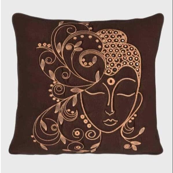 Buy Buddhamitra Cushion Cover (Brown) - Set Of Five Cushion Cover Sets from Vaaree