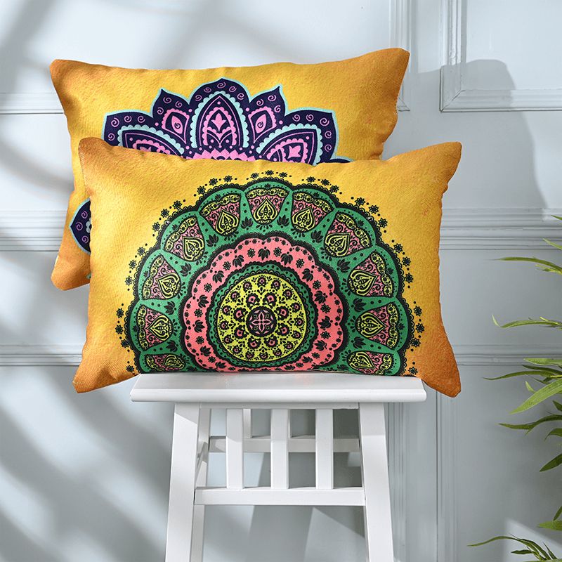 Buy Chakra Chic Lumbar Cushion Cover - Set Of Two Cushion Cover Sets from Vaaree