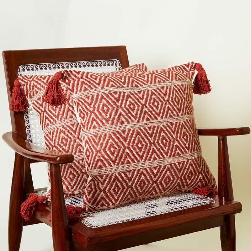 Buy Crimson Carved Cushion Cover - Set Of Two Cushion Cover Sets from Vaaree