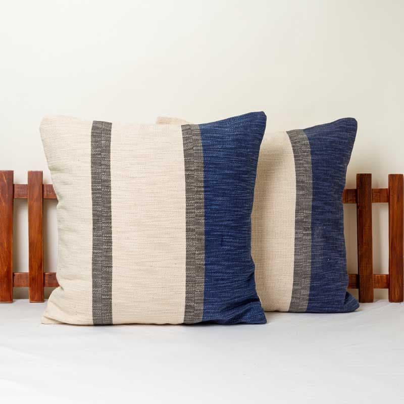 Buy Evaraa Cushion Cover (Blue) - Set Of Two Cushion Cover Sets from Vaaree