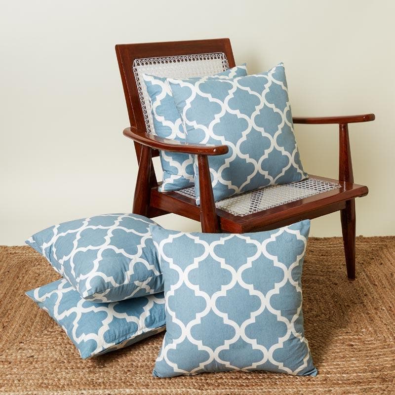 Buy Fleur-Is Cushion Cover (Blue) - Set Of Five Cushion Cover Sets from Vaaree