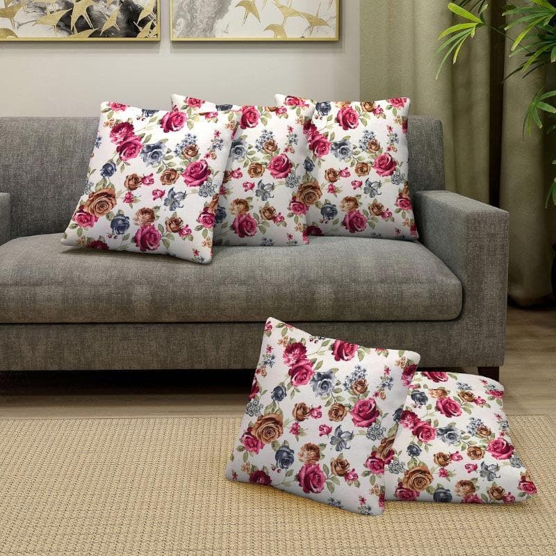 Buy French Roses Cushion Cover - Set Of Five Cushion Cover Sets from Vaaree