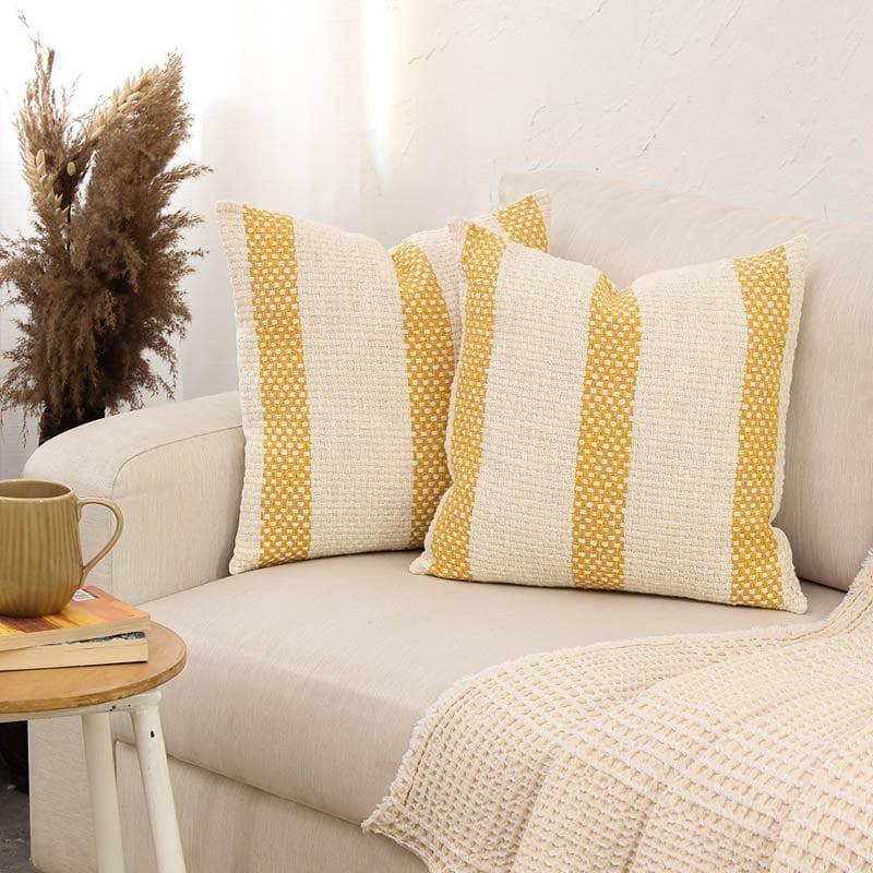 Buy Shivalik Cushion Cover (Yellow) - Set Of Two Cushion Cover Sets from Vaaree