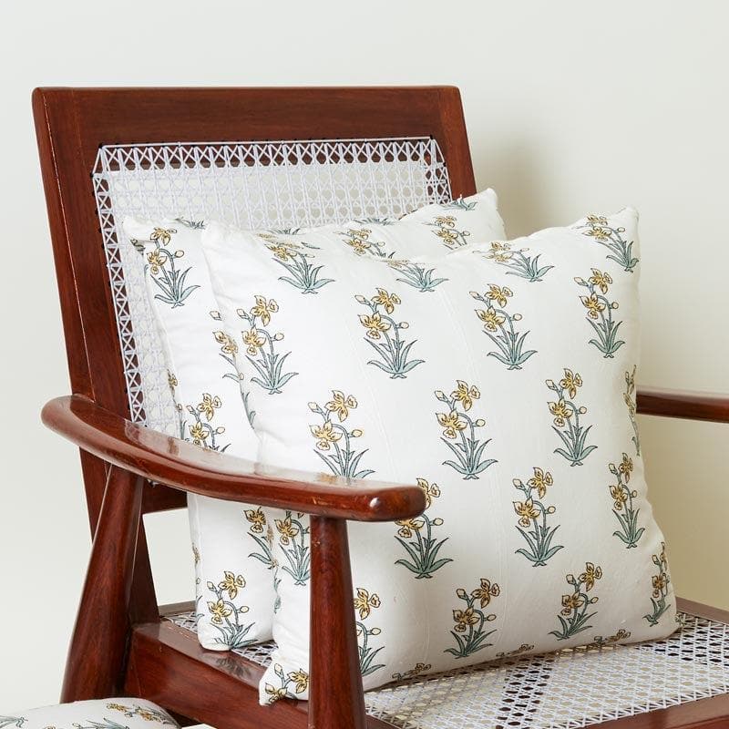 Buy Gulmohar Bagh Cushion Cover (Yellow) - Set Of Two Cushion Cover Sets from Vaaree