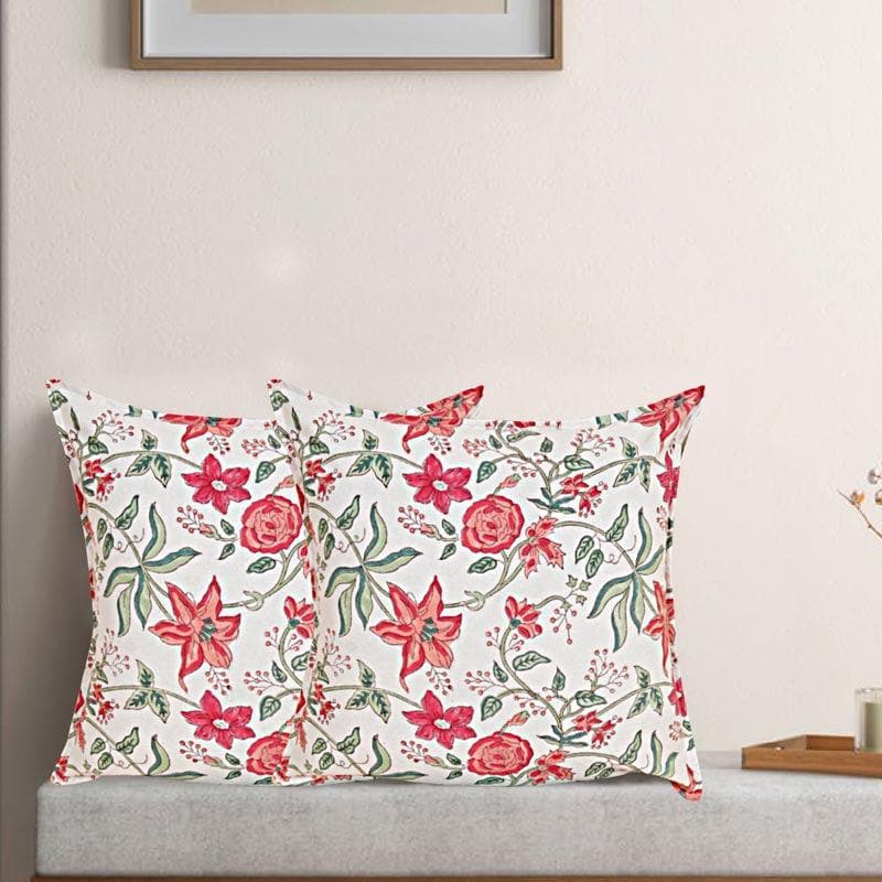 Cushion Cover Sets - Ijya Floral Cushion Cover (Red) - Set Of Two
