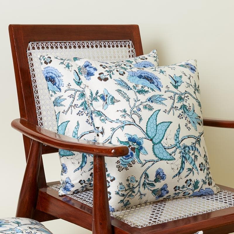 Buy Lushlie Blooms Cushion Cover (Blue) - Set Of Two Cushion Cover Sets from Vaaree