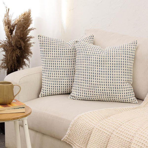 Buy Cushion Cover Sets - Meira Checkered Cushion Cover (Blue) - Set Of Two at Vaaree online