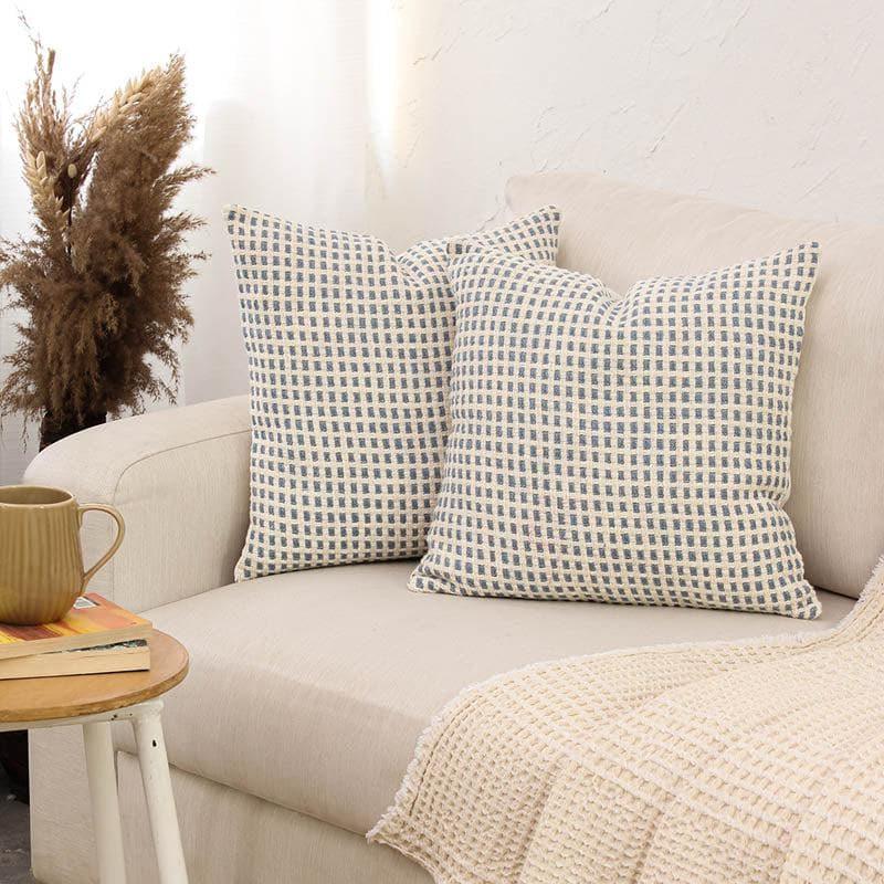 Buy Girnar Cushion Cover (Blue) - Set Of Two Cushion Cover Sets from Vaaree