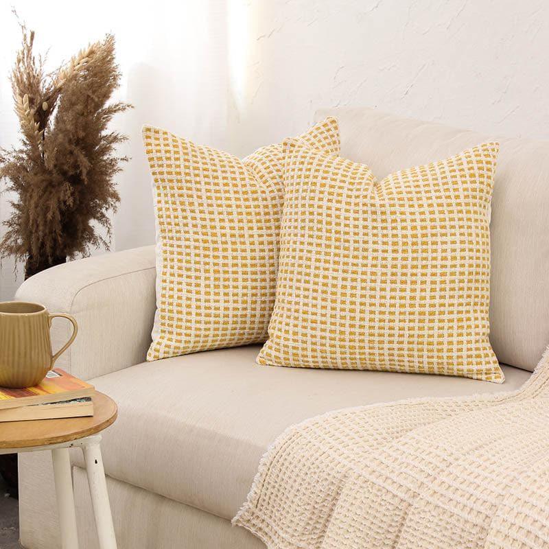 Buy Girnar Cushion Cover (Yellow) - Set Of Two Cushion Cover Sets from Vaaree