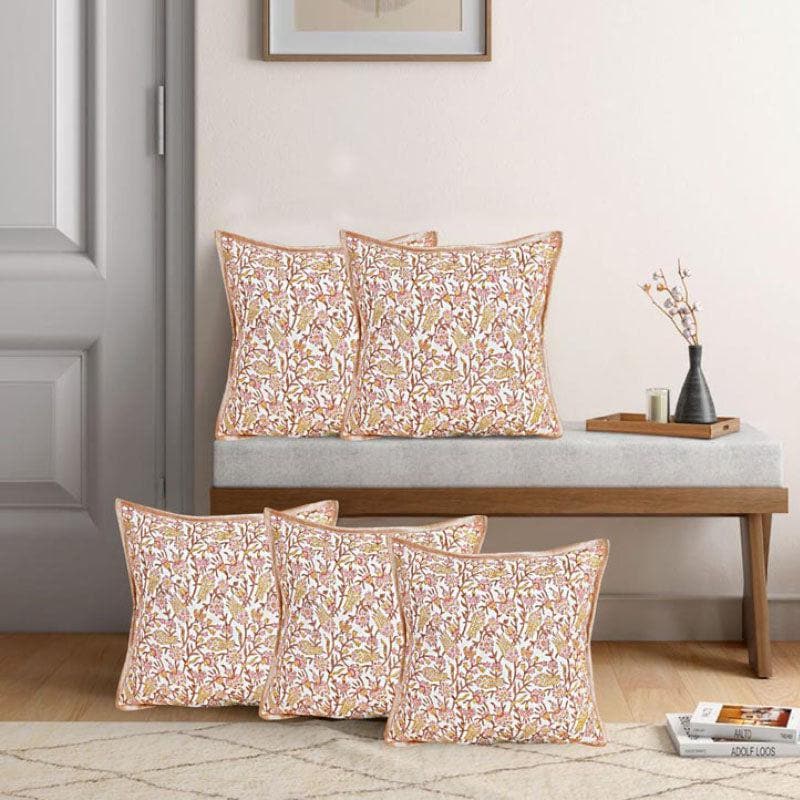Cushion Cover Sets - Nihita Floral Cushion Cover - Set Of Five