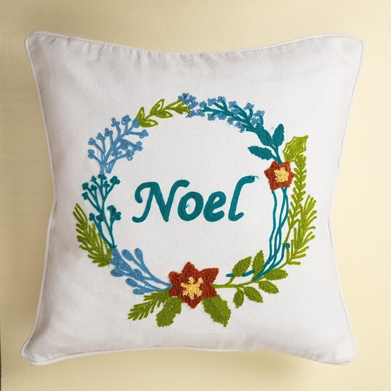 Cushion Cover Sets - Noel Floral Wreath Cushion Cover - Set Of Two