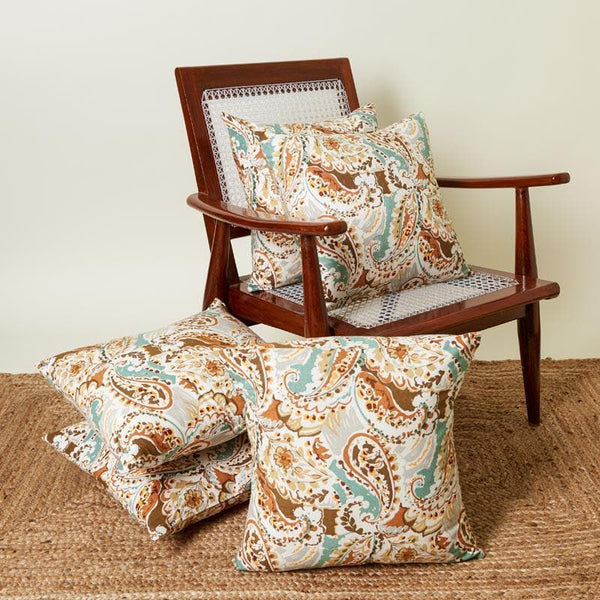 Cushion Cover Sets - Paisley Rush Cushion Cover (Brown) - Set Of Five