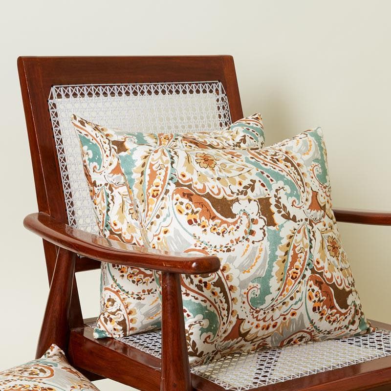 Buy Paisley Rush Cushion Cover (Brown) - Set Of Two Cushion Cover Sets from Vaaree