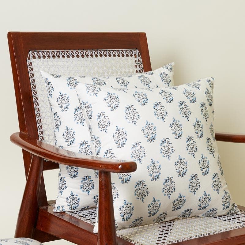 Buy Sanganeri Charm Cushion Cover (Blue) - Set Of Two Cushion Cover Sets from Vaaree