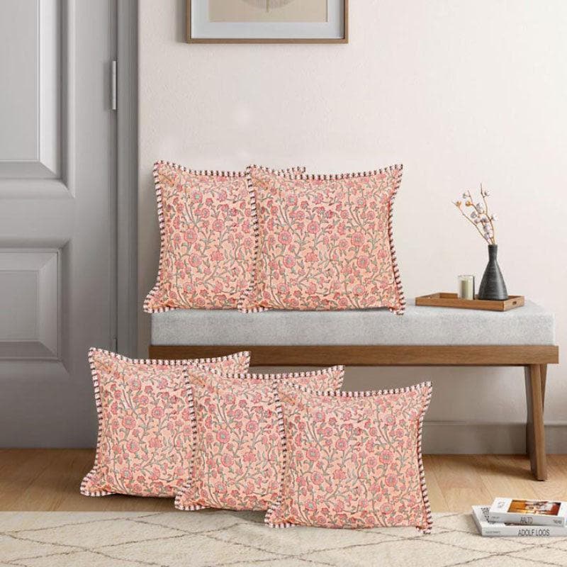 Cushion Cover Sets - Shikha Floral Cushion Cover - Set Of Five