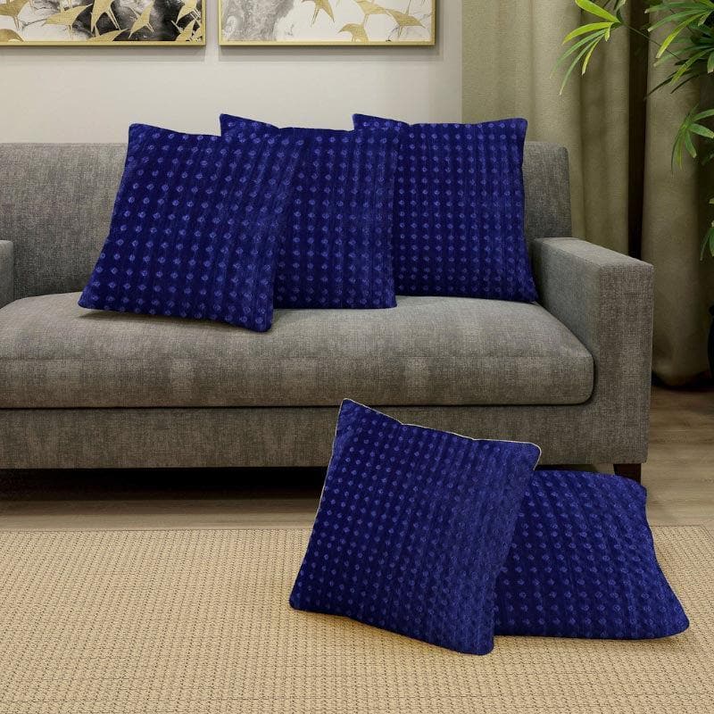 Buy Whimsy Sheen Cushion Cover (Blue) - Set Of Five Cushion Cover Sets from Vaaree