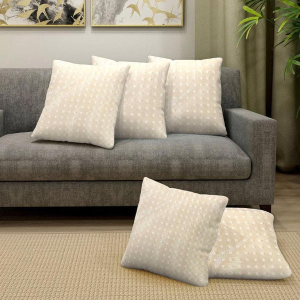 Buy Cushion Cover Sets - Whimsy Sheen Cushion Cover (White) - Set Of Five at Vaaree online