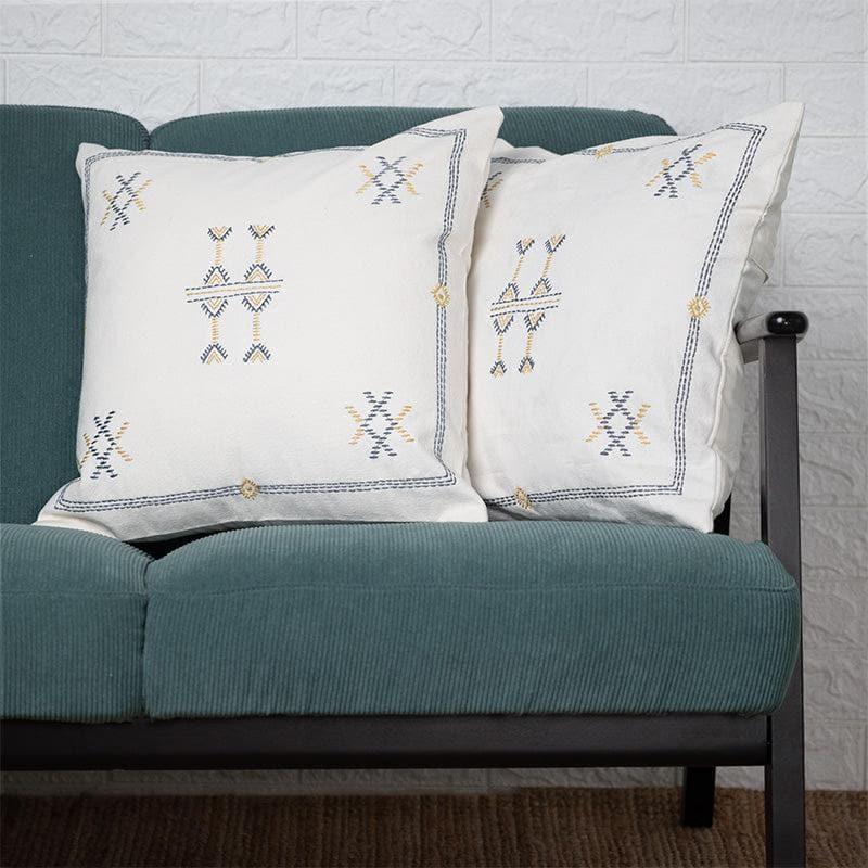 Buy White Embroidered Cushion Cover - Set Of Two Cushion Cover Sets from Vaaree