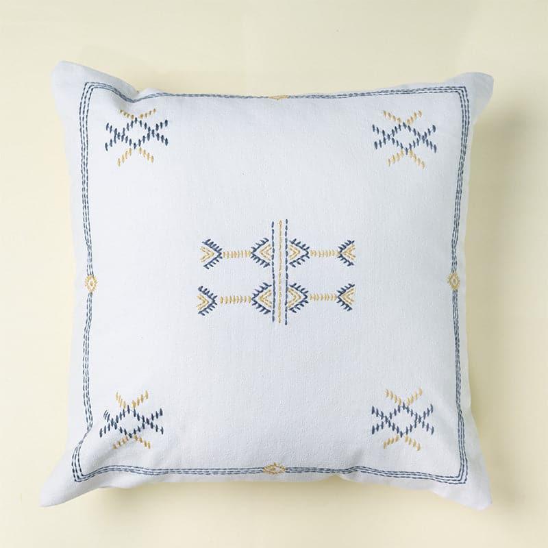 Cushion Cover Sets - White Embroidered Cushion Cover - Set Of Two