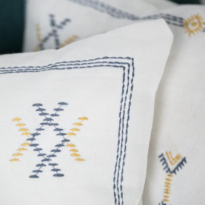Cushion Cover Sets - White Embroidered Cushion Cover - Set Of Two