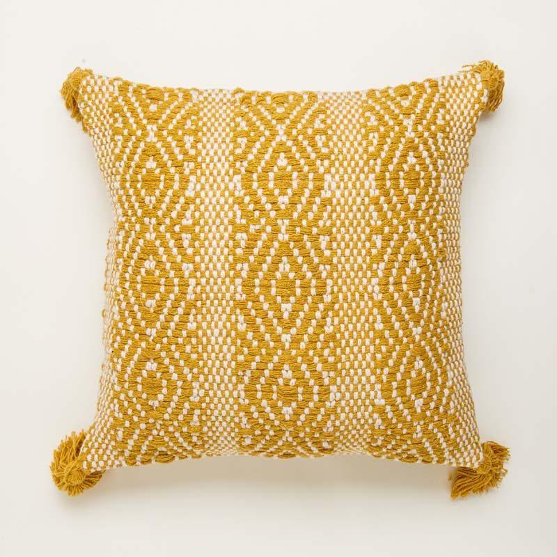Buy Cushion Cover Sets - Yellow Diamond Cushion Cover - Set Of Two at Vaaree online