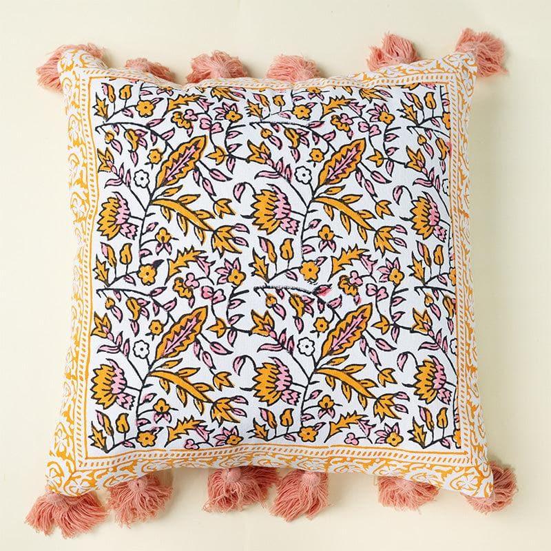 Cushion Cover Sets - Yellow Ethnic Floral Cushion Cover - Set Of Two