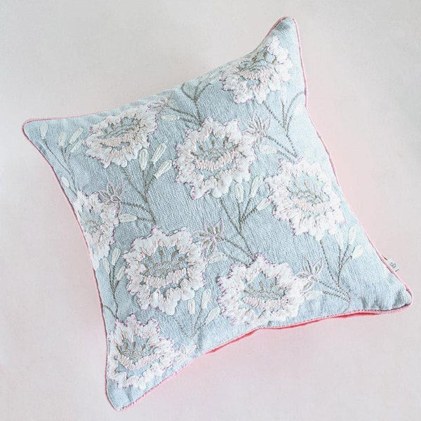 Cushion Covers - Alice Hand Embroidered Cushion Cover - Blue