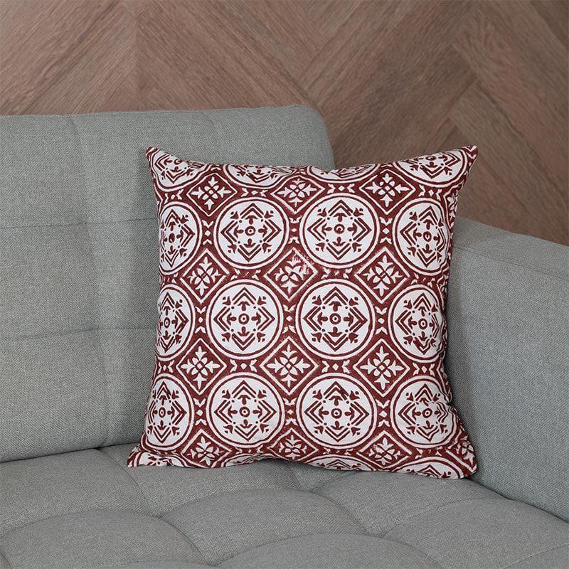 Cushion Covers - Alora Ethnic Printed Cushion Cover - Maroon
