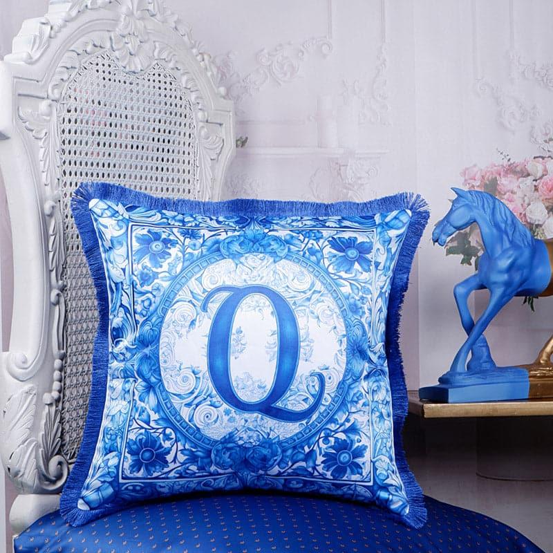 Buy Alphabet Q Indigo Cushion Cover Cushion Covers from Vaaree