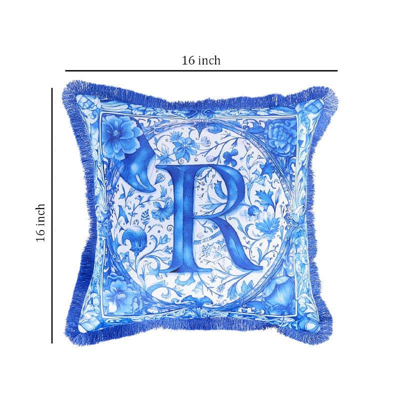 Cushion Covers - Alphabet R Indigo Cushion Cover