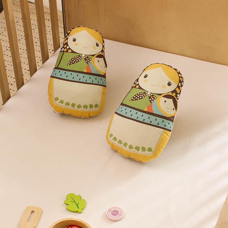 Buy The Little Babushkas Shaped Cushion (Yellow) - Set Of Two Cushion Covers from Vaaree