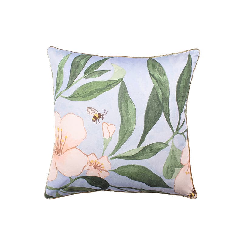 Cushion Covers - Badamwari Gardenia Cushion Cover (Blue) - Set Of Two