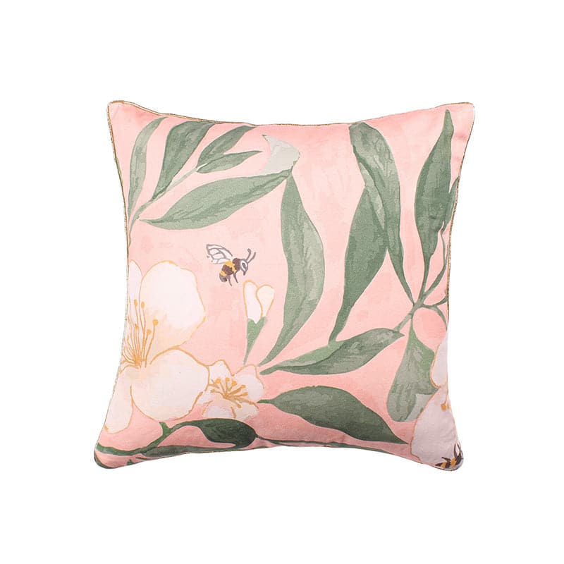 Buy Badamwari Gardenia Cushion Cover (Peach) - Set Of Two Cushion Covers from Vaaree