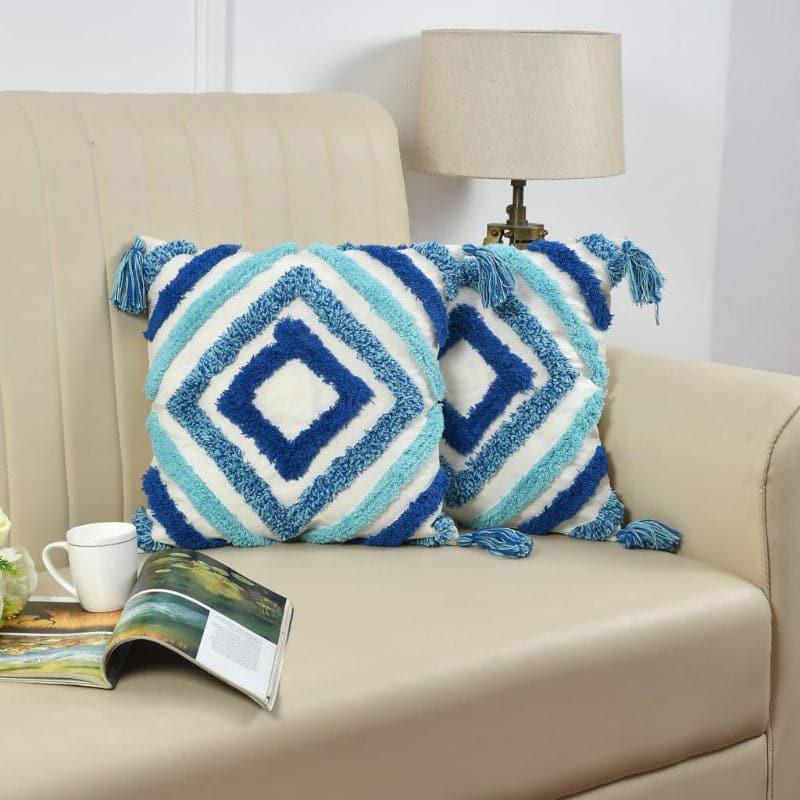 Buy Blue Bath Tufted Cushion Cover - Set Of Two Cushion Covers from Vaaree