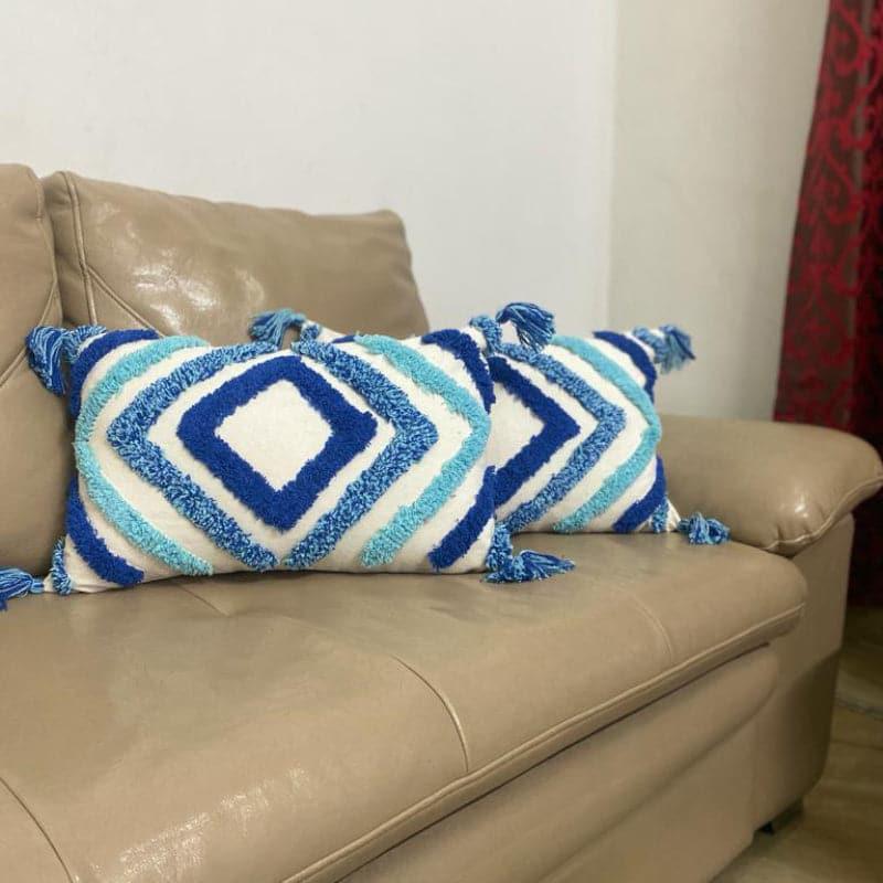 Buy Blue Bath Tufted Cushion Cover - Set Of Two Cushion Covers from Vaaree