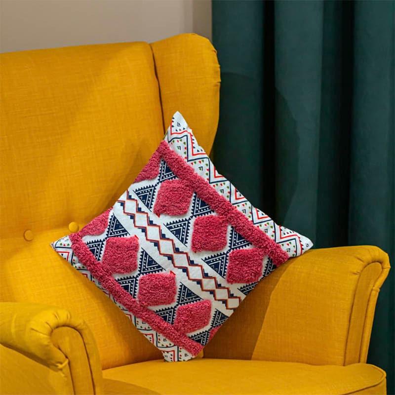 Buy Boho Block Tufted Cushion Cover - Red Cushion Covers from Vaaree