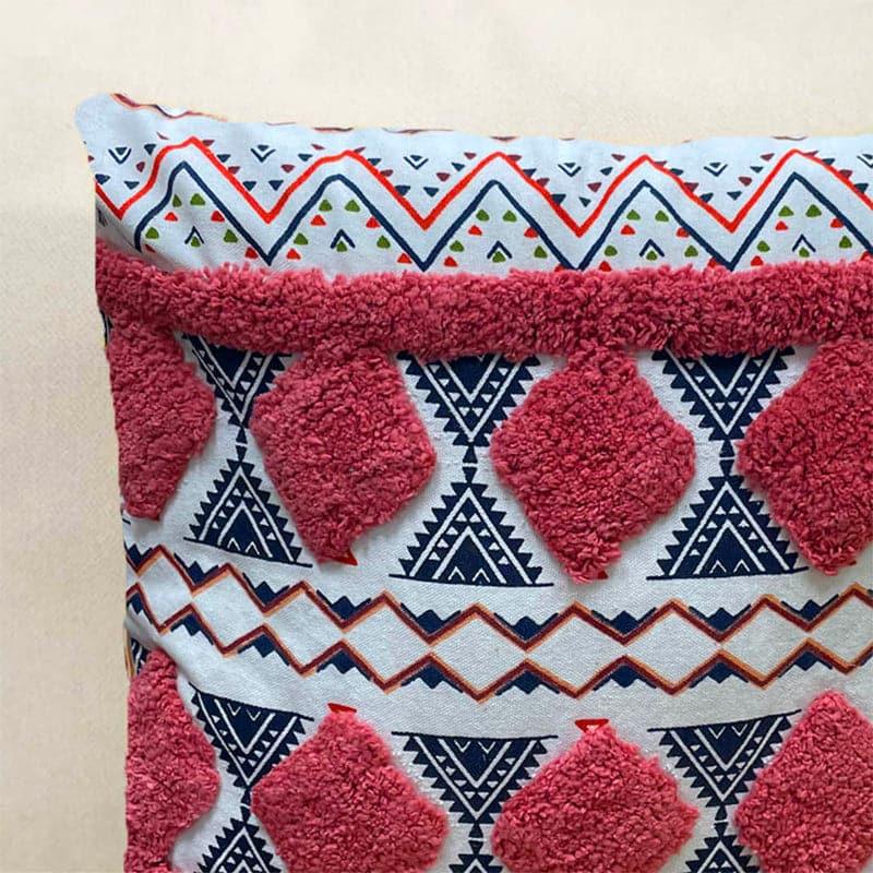 Buy Cushion Covers - Boho Block Tufted Cushion Cover (Red) - Set Of Two at Vaaree online