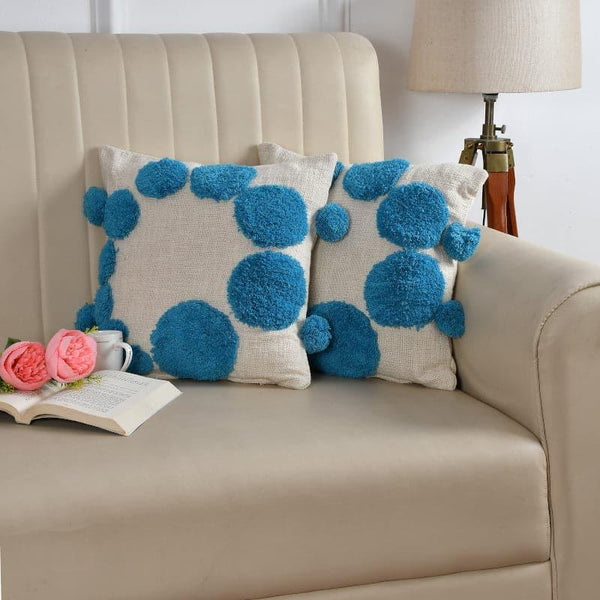 Cushion Covers - Bubble Bloom Tufted Cushion Cover (Blue) - Set Of Two
