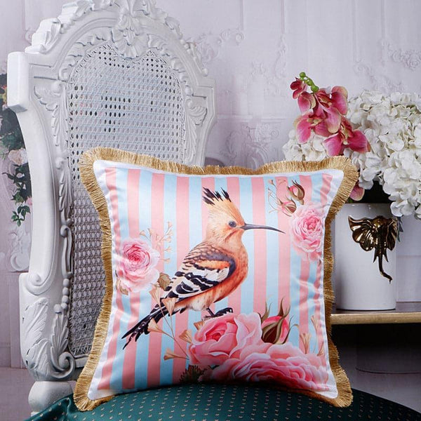 Cushion Covers - Cardinal Whimsy Tropical Cushion Cover - Pink