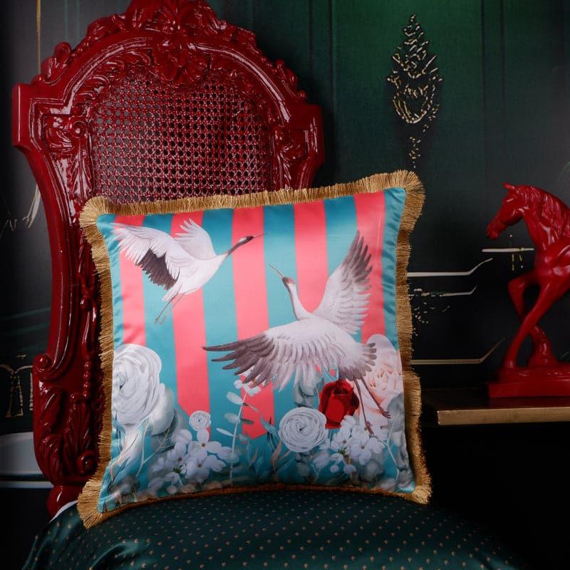 Buy Egret Couple Tropical Cushion Cover - Green Cushion Covers from Vaaree