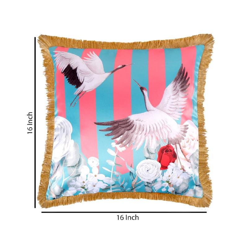 Buy Egret Couple Tropical Cushion Cover - Green Cushion Covers from Vaaree