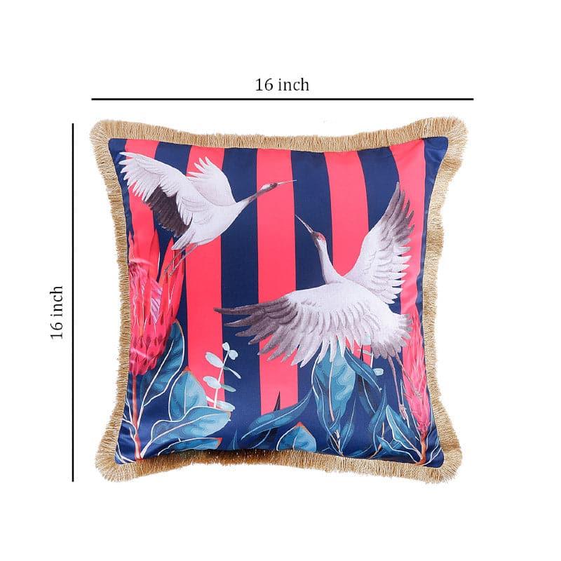 Buy Egret Couple Tropical Cushion Cover - Red Cushion Covers from Vaaree