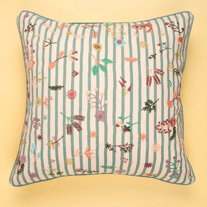 Buy Floral Stripes Cushion Cover Cushion Covers from Vaaree