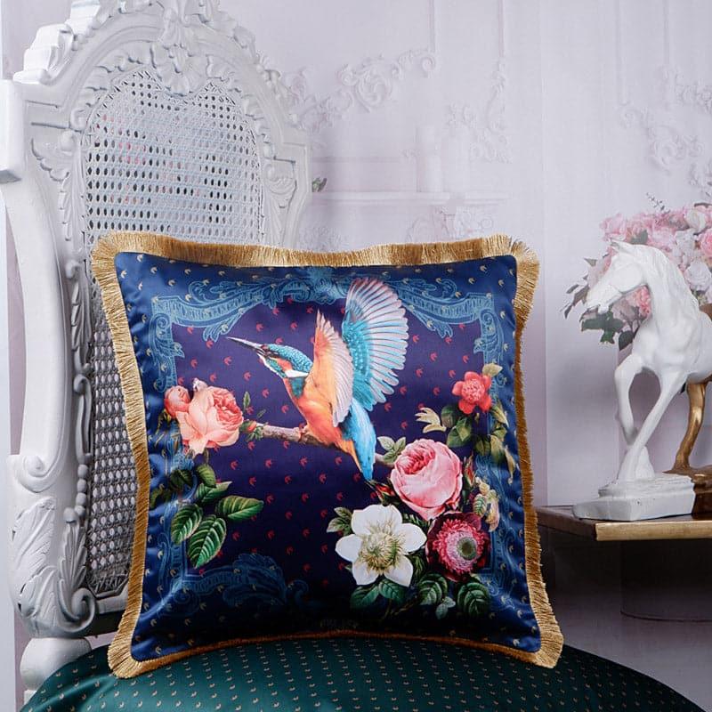 Cushion Covers - Honey Hummingbird Tropical Cushion Cover - Blue