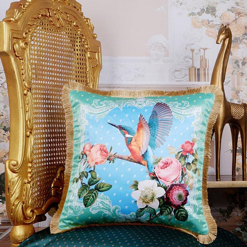 Buy Honey Hummingbird Tropical Cushion Cover - Green & Blue Cushion Covers from Vaaree